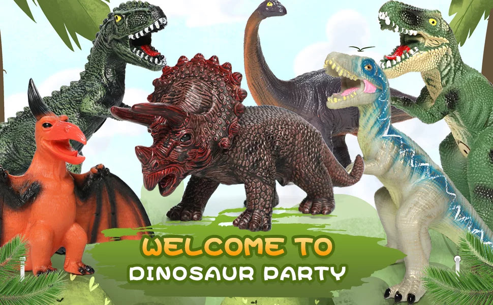 Birthday T-Rex, for 13-17 Soft Lovers Kids Dinosaur Dinosaur Perfect Gifts Inches and Dinosaur Jumbo - Large for Toddlers, Party Set 6 Toys Velociraptor Dinosaur Blue Toys Piece Favors,
