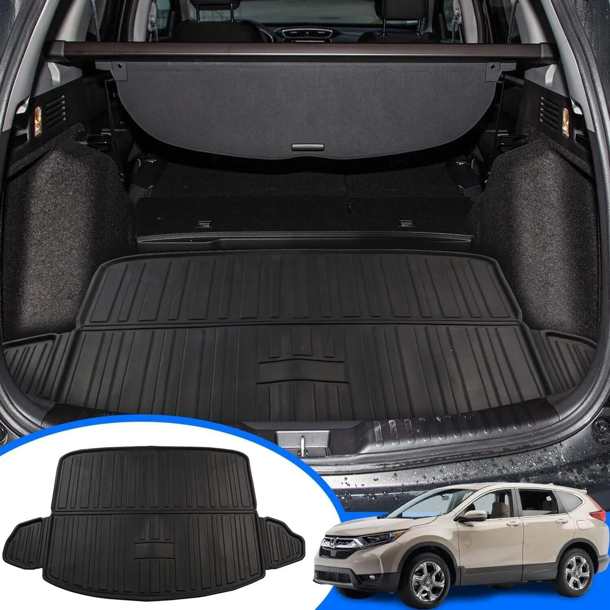 2020 Accessory, Honda Mat 2017 CR-V 2017-2022 All CR-V Cargo 2019 Cover 2021 Black Floor climate Cargo Tray 2018 2022 Rear Fit Liner for Trunk Honda