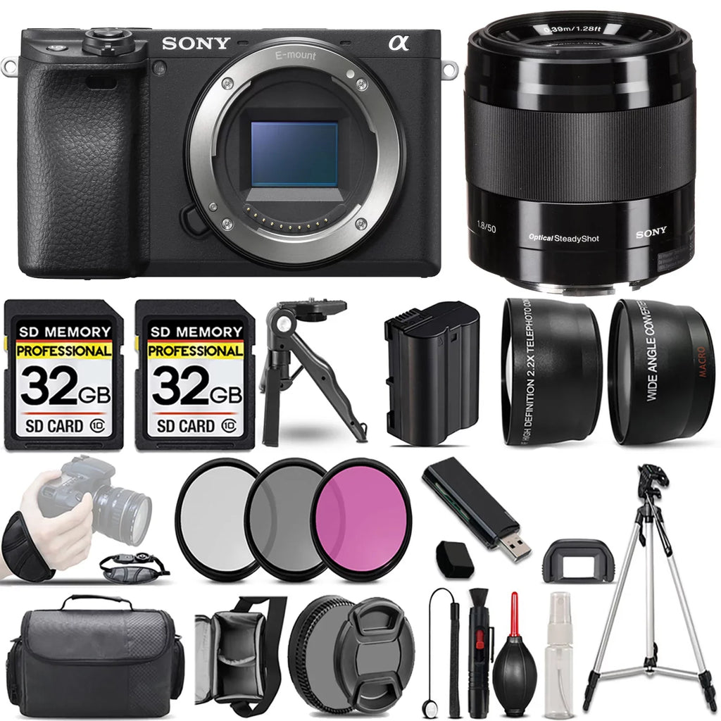 '+3 +64GB Mirrorless Lens PC Camera Filter a6400 (Black) +50mm f/1.8 OSS