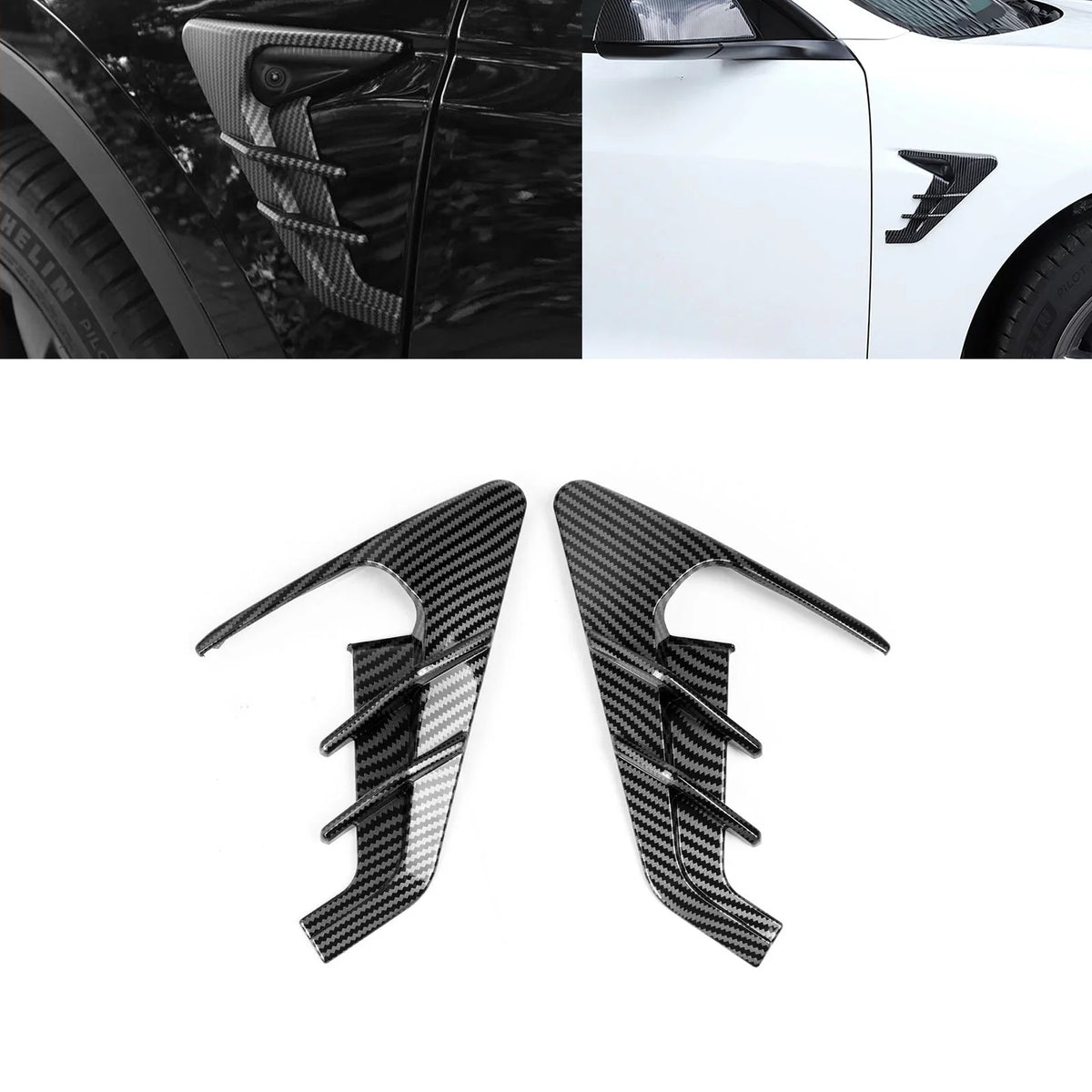 Y Tesla View Model Camera Xotic Compatible Carbon Signal Indicator Side 3 Trim, Cover with Fiber Pattern, Marker Model Tech 2021+ Turn