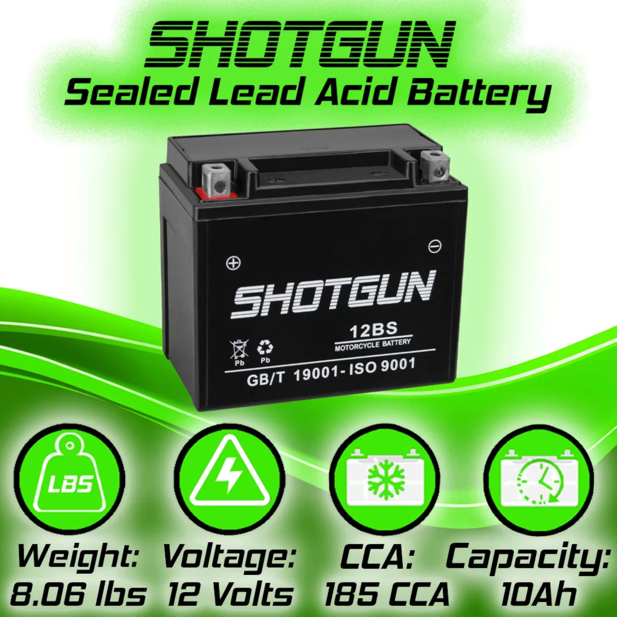 Battery Motorsports Shotgun YTX12-BS with Suzuki GSX-R1000 Compatible