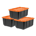 Tough USA Black Orange 108qt/27gal 3 IRIS Lid Duty Utility with Tote, Pack Heavy