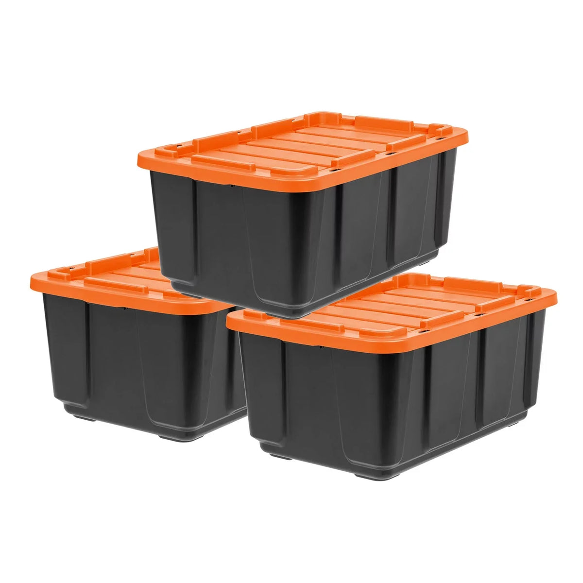 Tough USA Black Orange 108qt/27gal 3 IRIS Lid Duty Utility with Tote, Pack Heavy