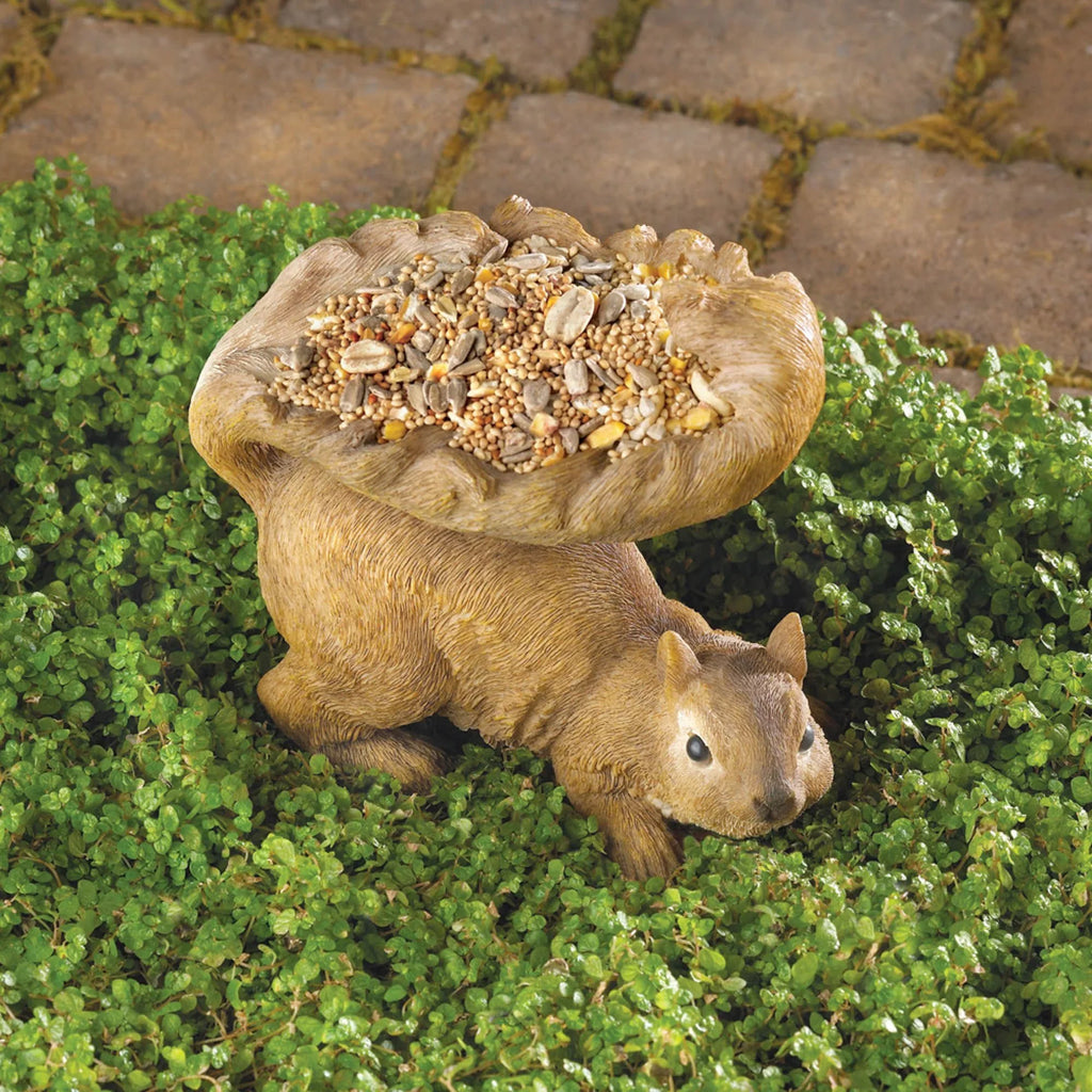 7" & exterior - Zingz Thingz Brown Woodland Bird - Squirrel Feeder