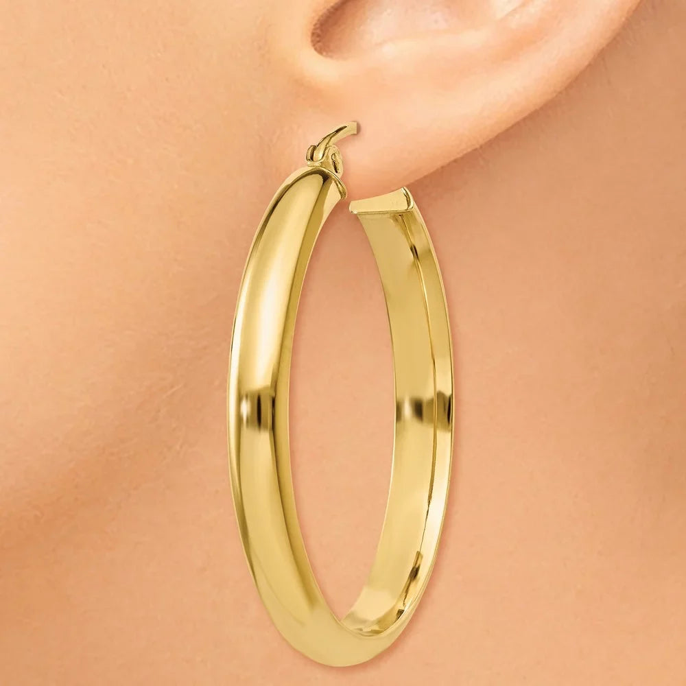 Yellow Round Tube for Women Earrings; Gold Teens; for Men Adults and Hoop and 14kt Real