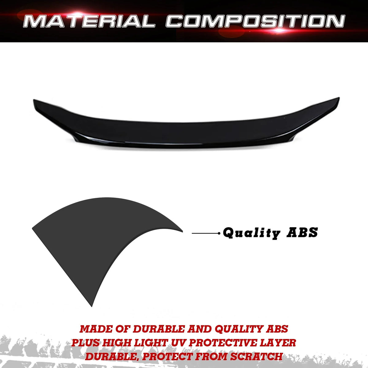 Tech 4DR Compatible 10th Spoiler Black Lip Wing with Xotic Glossy Trunk Rear Civic 2016-2021 JDM design Gen Honda