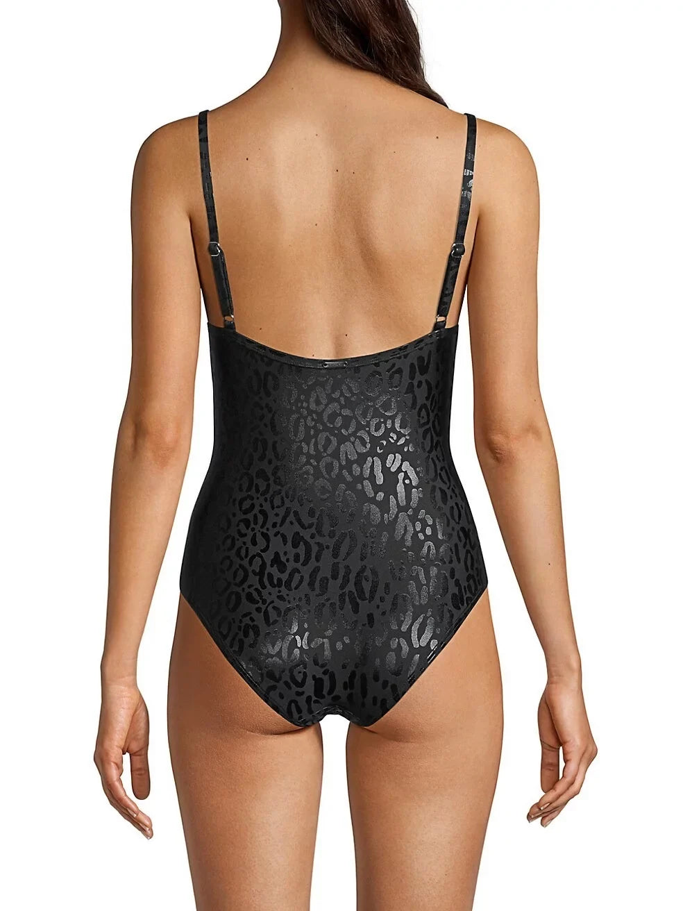 BLACK Swimsuit, One-Piece US DKNY Small Leopard-Print