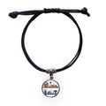 Amusement Outline Facilities Rope Jewelry Leather Black Wristband Park Bracelet