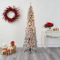 Pencil 400 Artificial Prelit Tree Clear Natural White Lights 7' Christmas Flocked Nearly