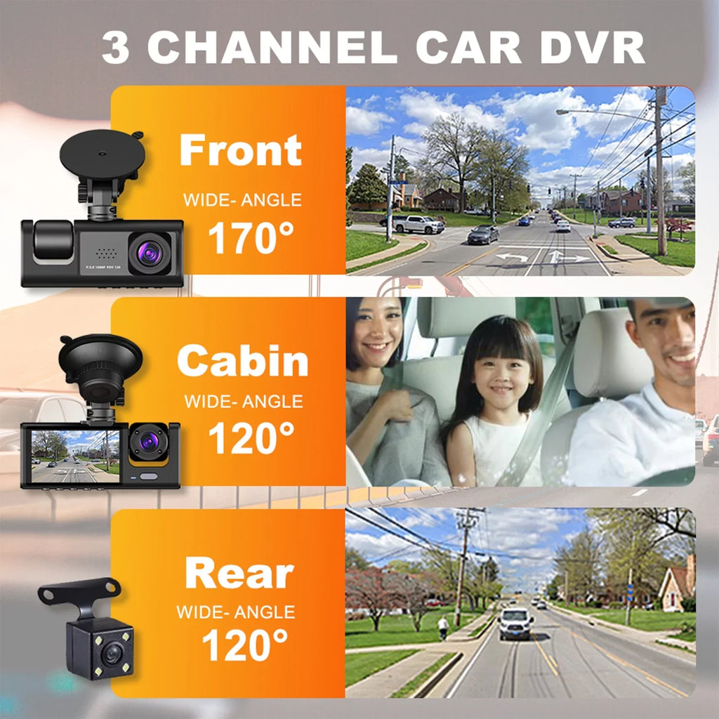 Rearview Dash Dash Cam Car Safety,3-in-1 for Mirror Moobody Safety Versatile Car Cam,1080P+720P+480p, Car