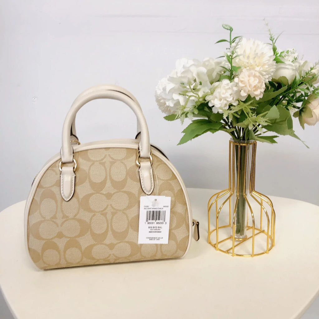 Sydney CHALK Signature Coach IN In LIGHT KHAKI Canvas Satchel CA591