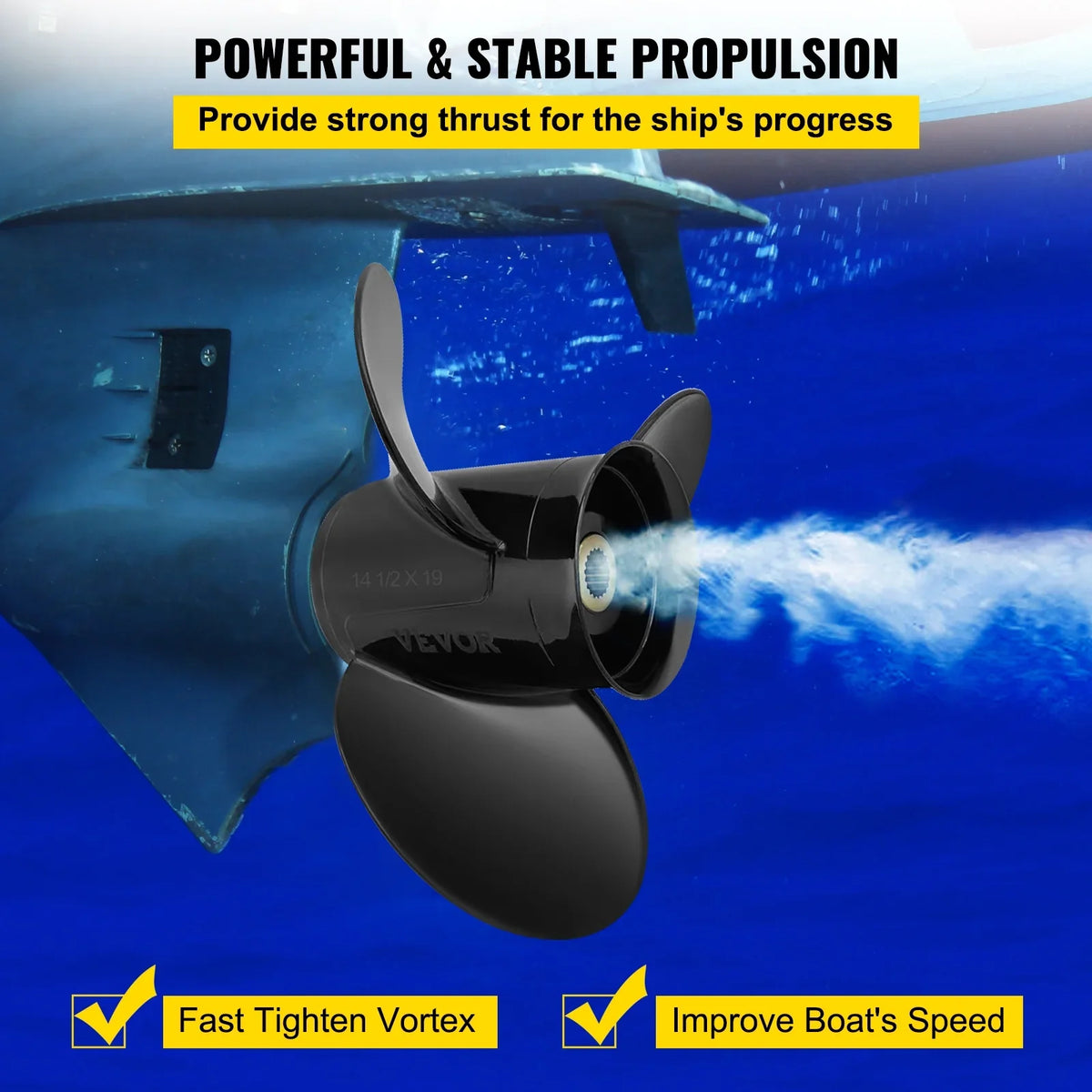 Penta with Outboard Aluminium Outboard 3-Blade x OEM VEVOR 19" Propeller, & 19 Propeller, Volvo SX Teeth Compatible 14.5" Replace 3817468, Boat Engine, Propeller Spline Right-handed for Sterndrives