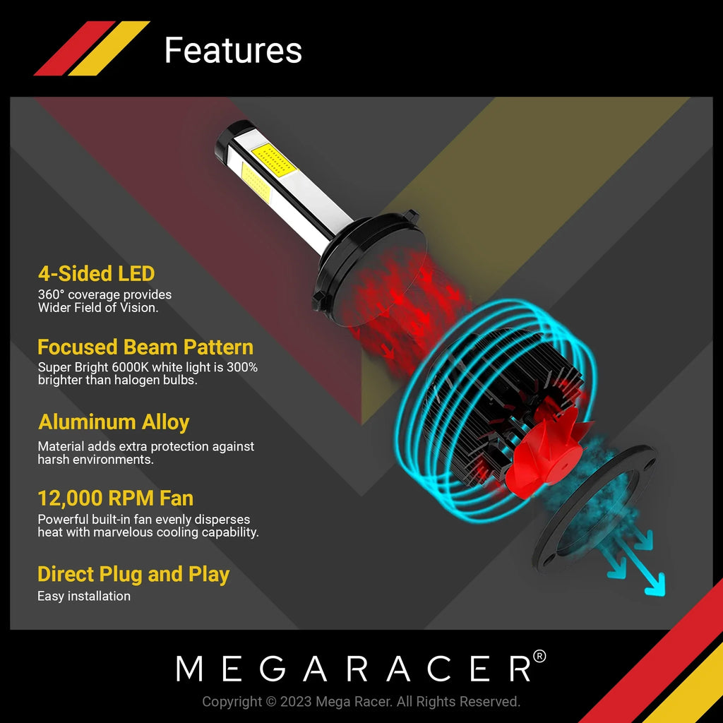 LED 17 Racer 16 2018 Fiat 6000K 10000LM 19 White 60W Light 2015 12V Fog Headlight 14 500L Bulbs 18 2016 Mega Automotive 500L 2014 Sided H9 Replacement Fiat 2017 H11 Diamond 2019 15 H8 4