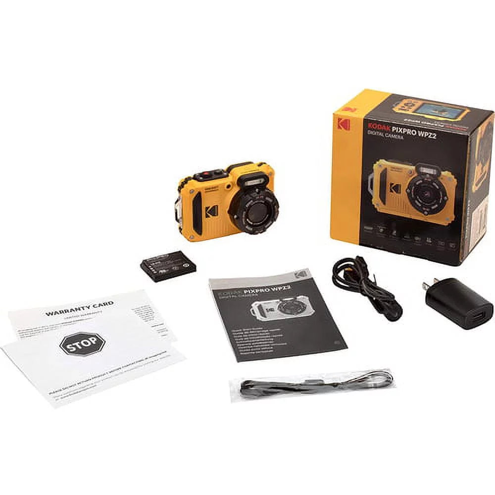 Box Kodak 2.7" Digital PIXPRO Zoom Camera 4X 16MP LCD Rugged Video, Optical Open Yellow Full WPZ2 HD Waterproof