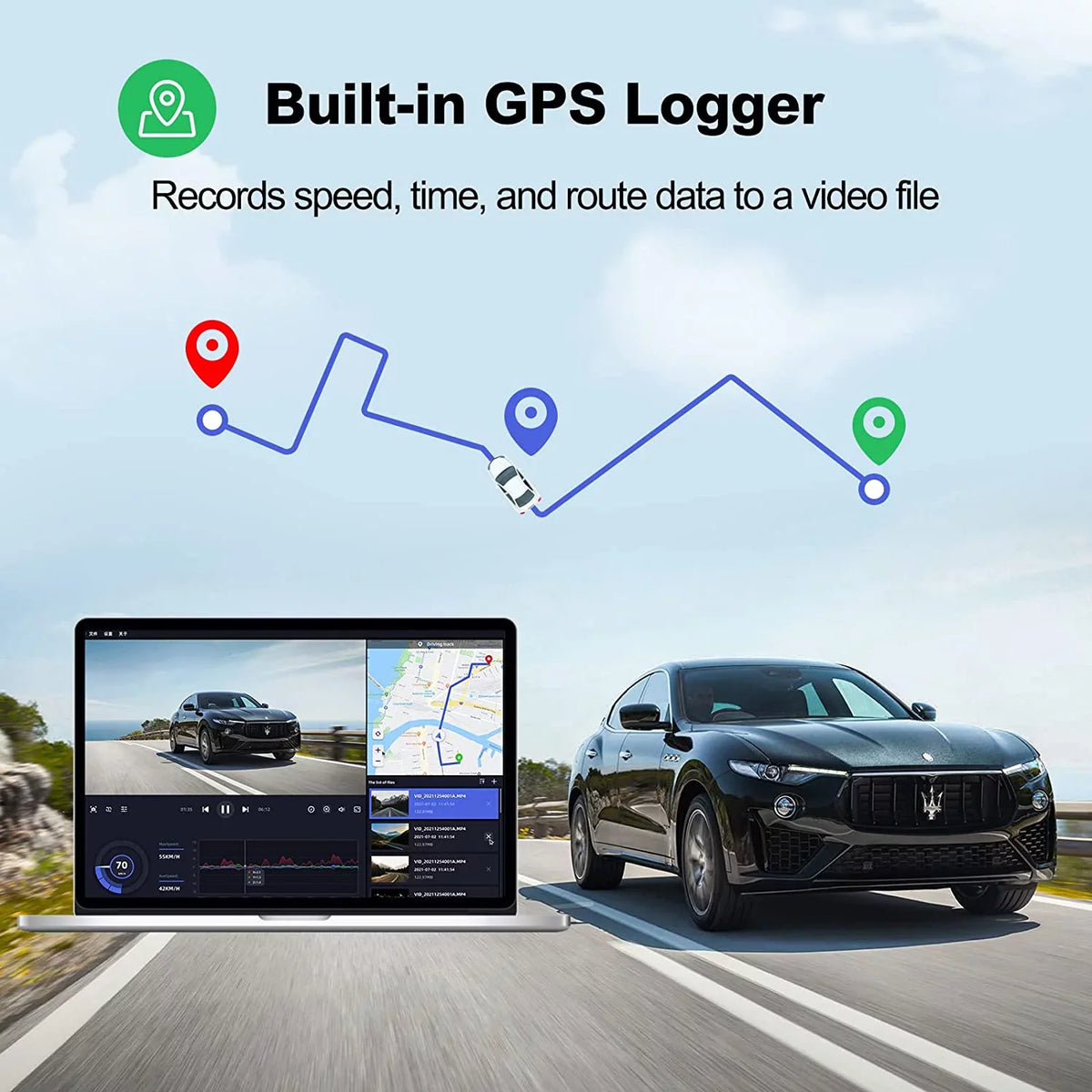 Night Camera Cars G-Sensor, Mount, Cam Vision, Rear, and D32 Dam, WiFi Dash Mode, Super Record Yeecore Built-in App Portable Parking Control, Dash Dash Front Magnetic Accident 2.5K+1080P for Dual GPS,