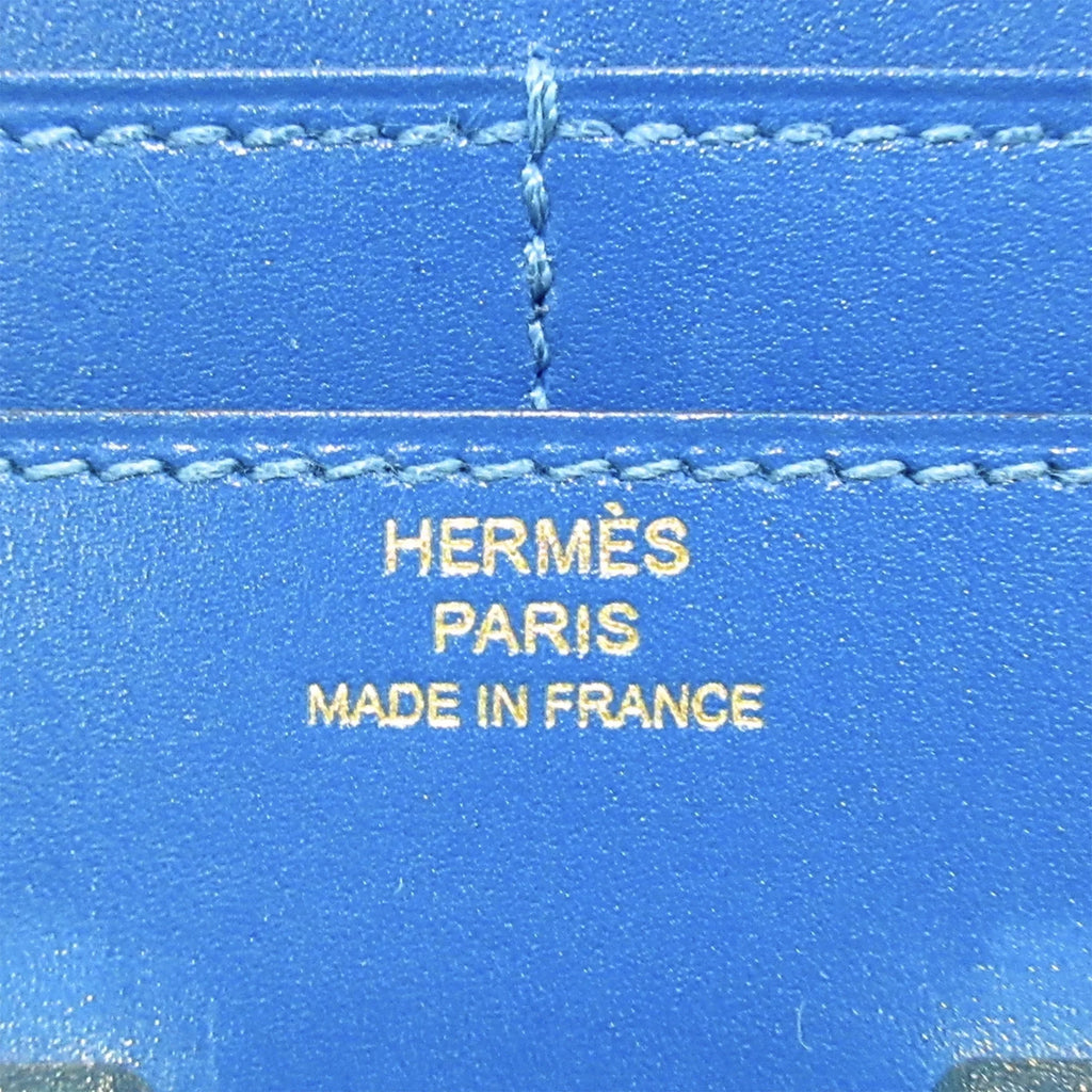 Wallets Constance Blue Small Compact (Good) Pre-Owned Authenticated Hermès Leather Calf Unisex Wallet