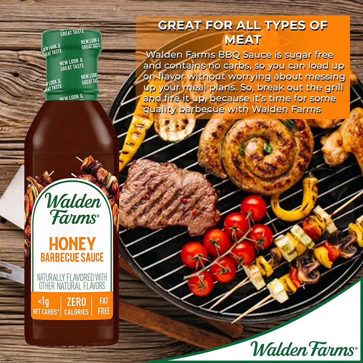 4 Farms of Free Barbecue Honey 12 Walden Pack Calorie oz Sauce fl