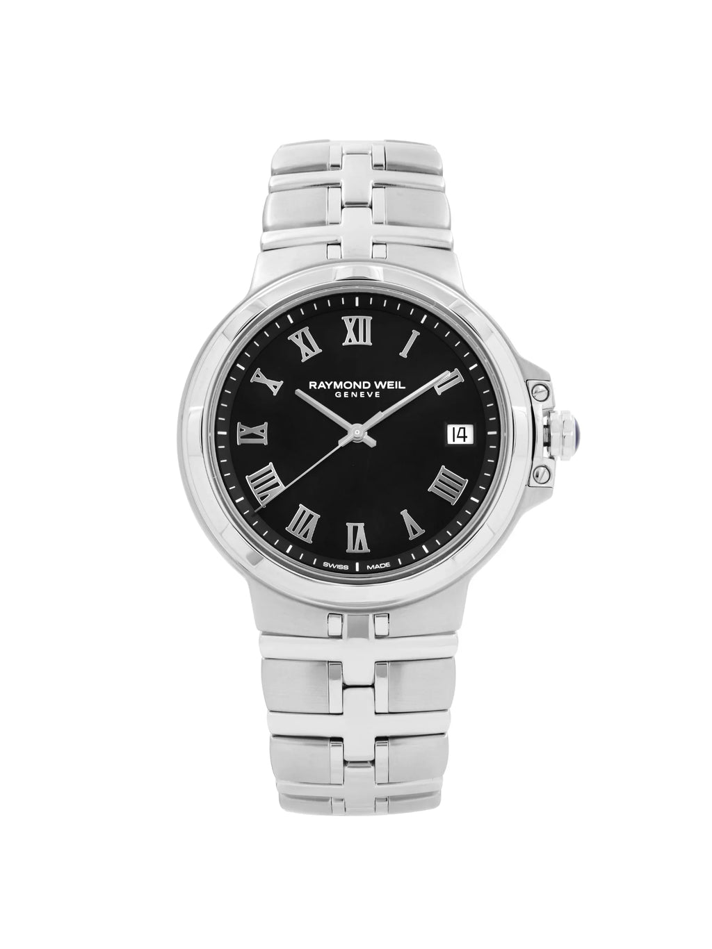 Dial Watch 5580-ST-00208 Raymond Quartz Weil Mens Steel Black Parsifal Stainless